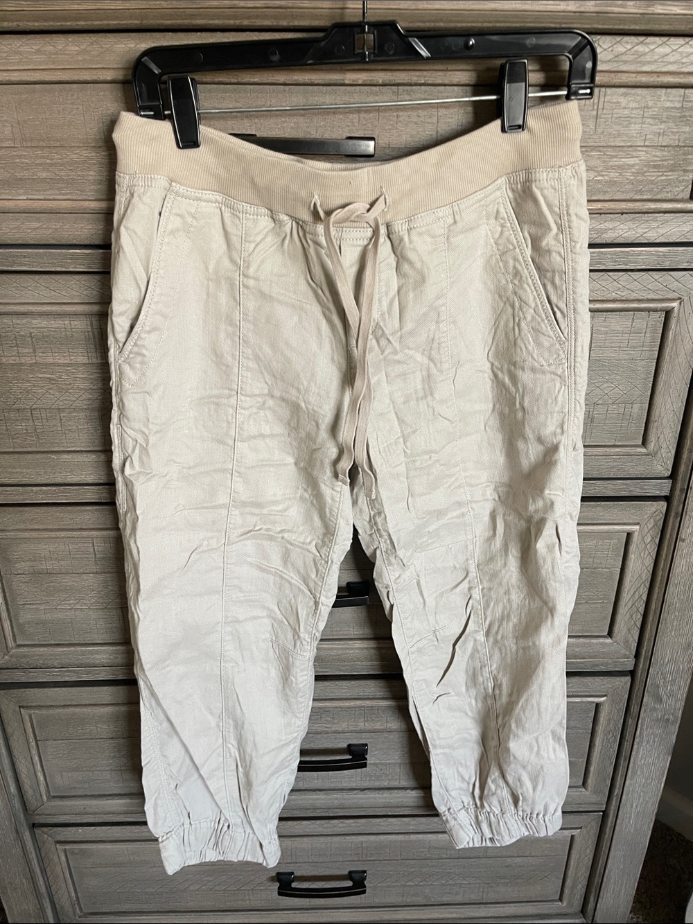 LOFT Cream Drawstring Jogger Pants